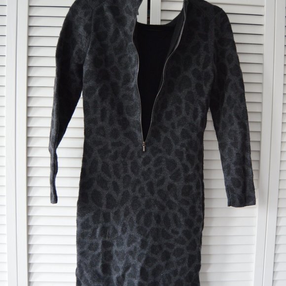 3.1 Phillip Lim Wool Leopard Print Mini Dress | Size Medium - Picture 5 of 6
